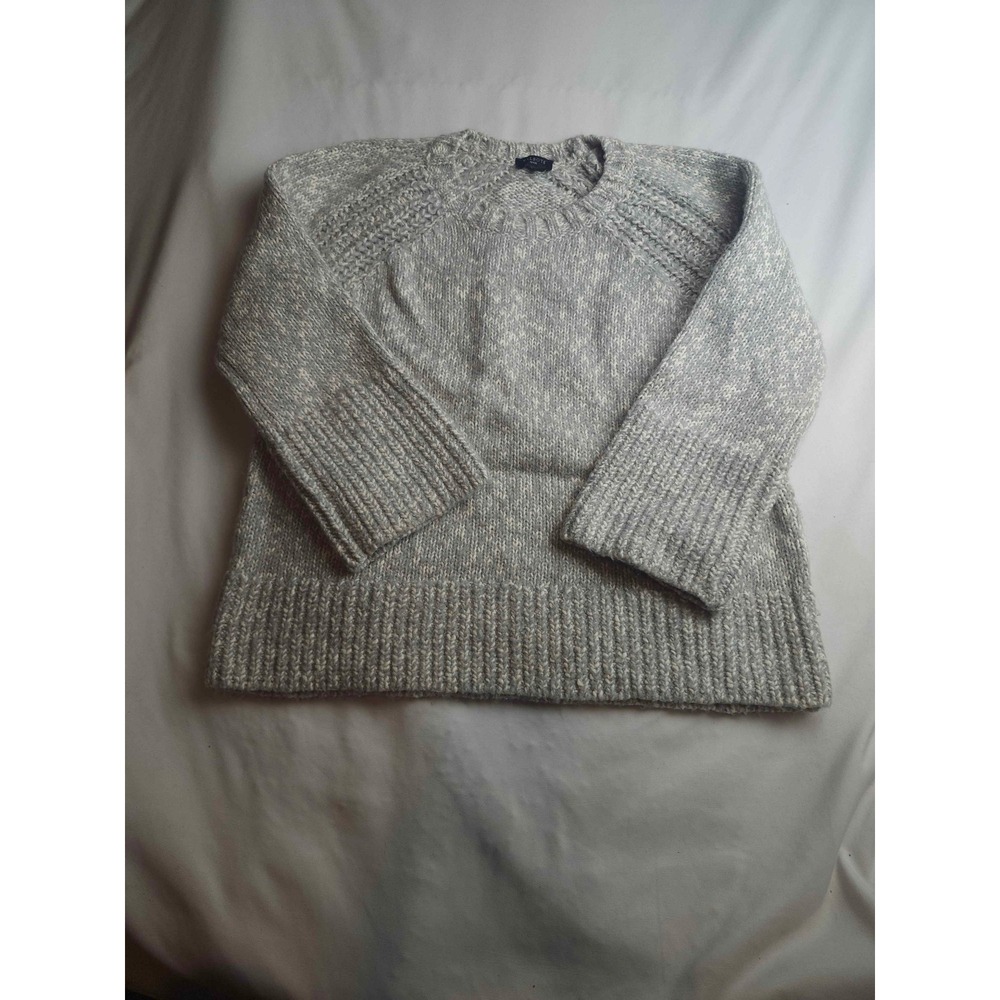 Talbots Grey Marled Chunky Knit Sweater Crew Neck Raglan Pullover Womens SP